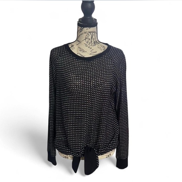 Velvet by Graham & Spencer Navy Polka Dot Tie Front Top - Picture 3 of 7